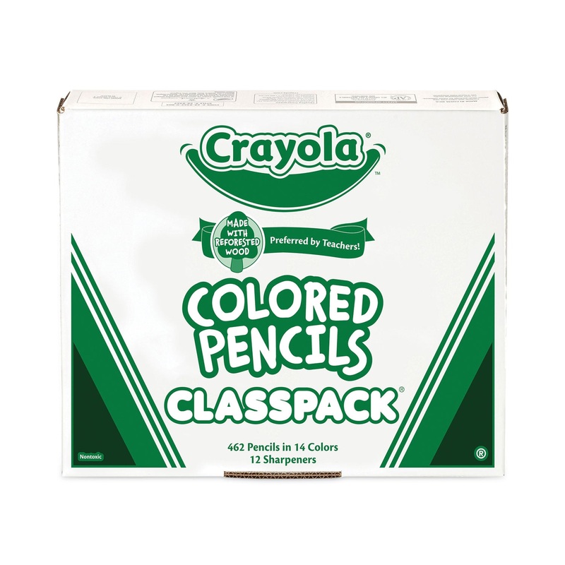 Color Pencil Classpack Set with (462) Pencils and (12) Pencil Sharpeners, 3.3 mm, 2B, Assorted Lead and Barrel Colors, 462/BX