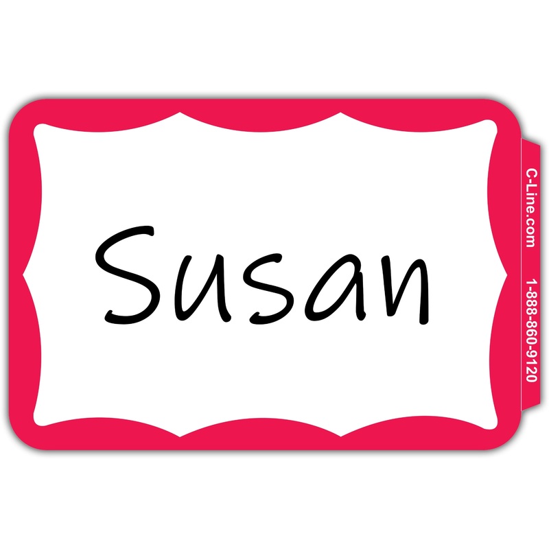 C-Line Self-Adhesive Name Tags – Red Border, Peel & Stick, 3-1/2 x 2-1/4, 100/BX, 92264