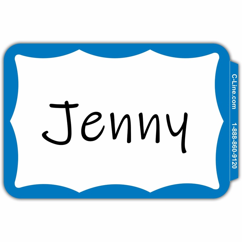 C-Line Self-Adhesive Name Tags – Blue Border, Peel & Stick, 3-1/2 x 2-1/4, 100/BX, 92265