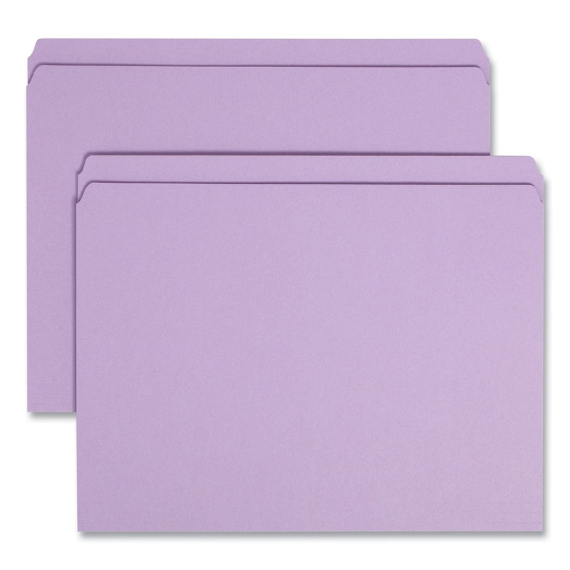 Reinforced Top Tab Colored File Folders, Straight Tabs, Letter Size, 0.75″ Expansion, Lavender, 100/Box