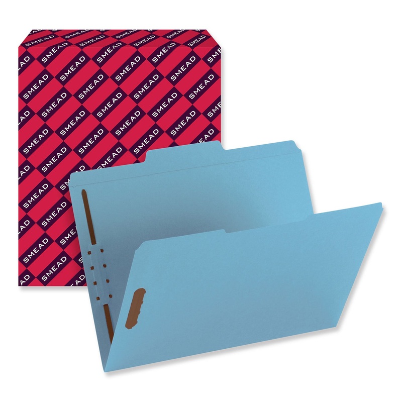 Top Tab Colored Fastener Folders, 0.75″ Expansion, 2 Fasteners, Letter Size, Blue Exterior, 50/Box