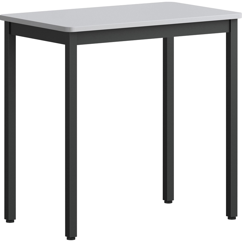Lorell Utility Table – For – Table TopGray Rectangle, Laminated Top – Powder Coated Black Base – 500 lb Capacity x 30″ Table Top Width x 18.13″ Table Top Depth – 30″ Height – Assembly Required – Melamine Top Material – 1 Each