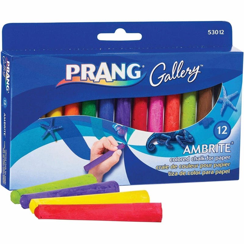 Prang Gallery Ambrite Colored Chalk – 3.2″ Length – 0.4″ Diameter – Assorted – 12 / Box – Non-toxic