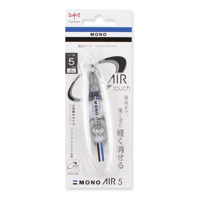 MONO Air Pen-Type Correction Tape, Refillable, Clear Applicator, 0.19″ x 236