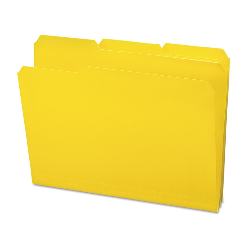 TOP TAB POLY COLORED FILE FOLDERS, 1/3-CUT TABS, LETTER SIZE, YELLOW, 24/BOX