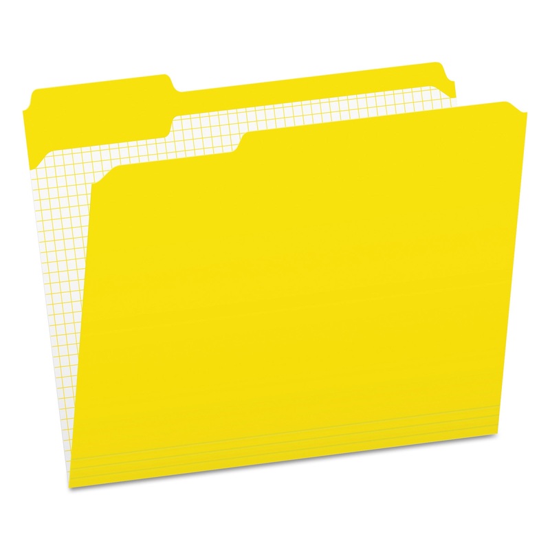 DOUBLE-PLY REINFORCED TOP TAB COLORED FILE FOLDERS, 1/3-CUT TABS, LETTER SIZE, YELLOW, 100/BOX
