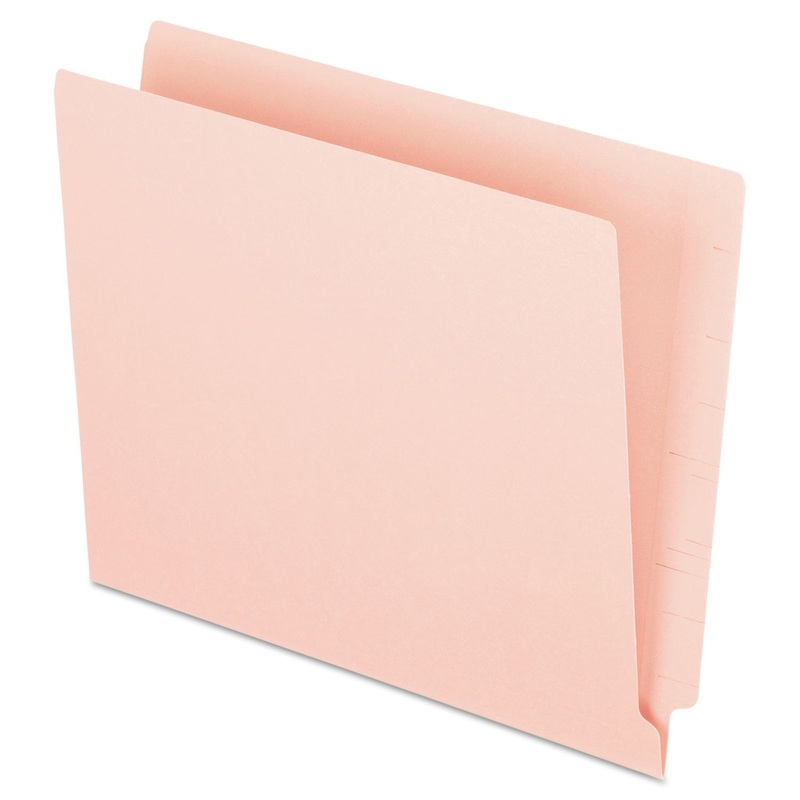COLORED END TAB FOLDERS WITH REINFORCED 2-PLY STRAIGHT CUT TABS, LETTER SIZE, PINK, 100/BOX