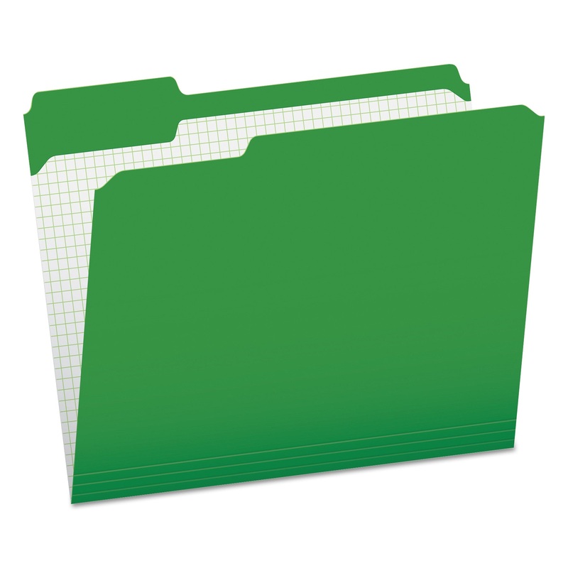 DOUBLE-PLY REINFORCED TOP TAB COLORED FILE FOLDERS, 1/3-CUT TABS, LETTER SIZE, BRIGHT GREEN, 100/BOX