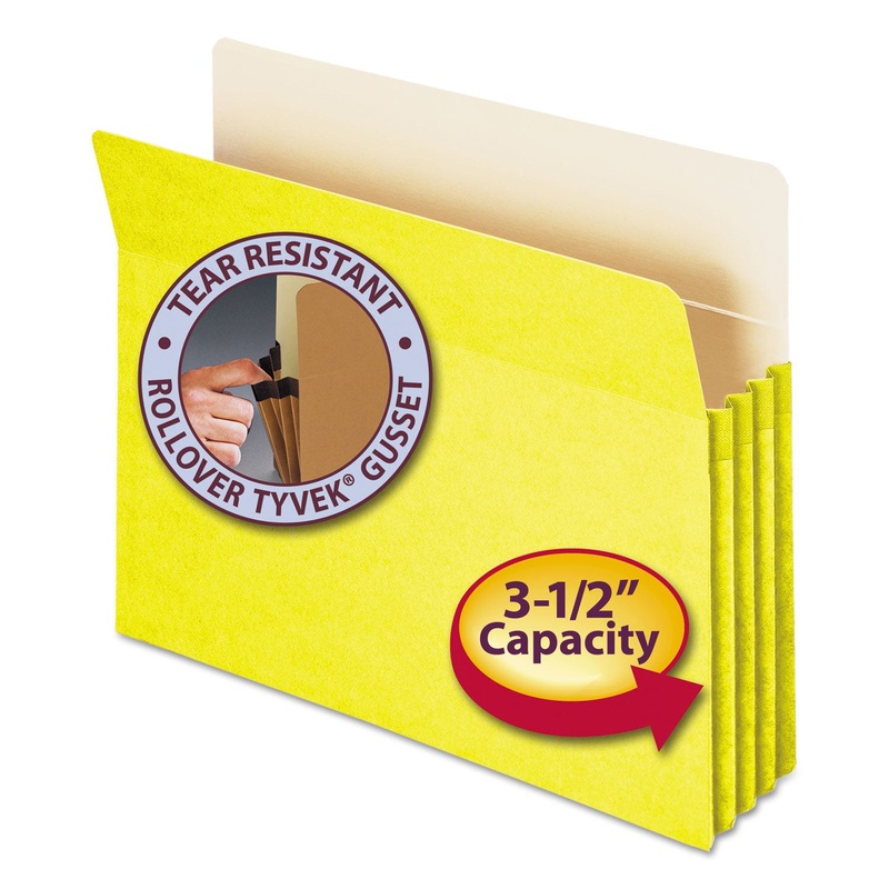 COLORED FILE POCKETS, 3.5″ EXPANSION, LETTER SIZE, YELLOW