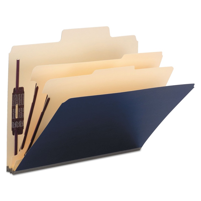 COLORED TOP TAB CLASSIFICATION FOLDERS, 2 DIVIDERS, LETTER SIZE, DARK BLUE, 10/BOX