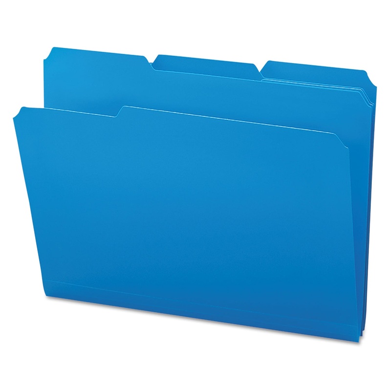 TOP TAB POLY COLORED FILE FOLDERS, 1/3-CUT TABS, LETTER SIZE, BLUE, 24/BOX