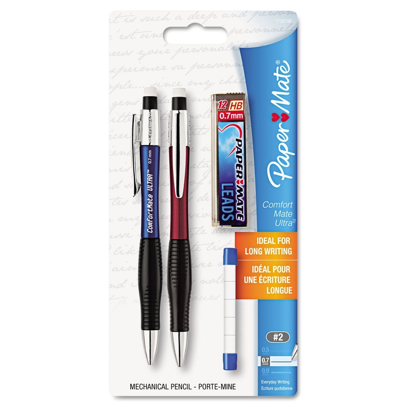 COMFORTMATE ULTRA PENCIL STARTER SET, 0.7 MM, HB (#2.5), BLACK LEAD, ASSORTED BARREL COLORS, 2/PACK