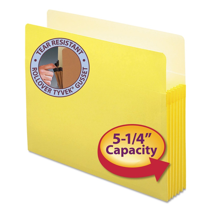 COLORED FILE POCKETS, 5.25″ EXPANSION, LETTER SIZE, YELLOW