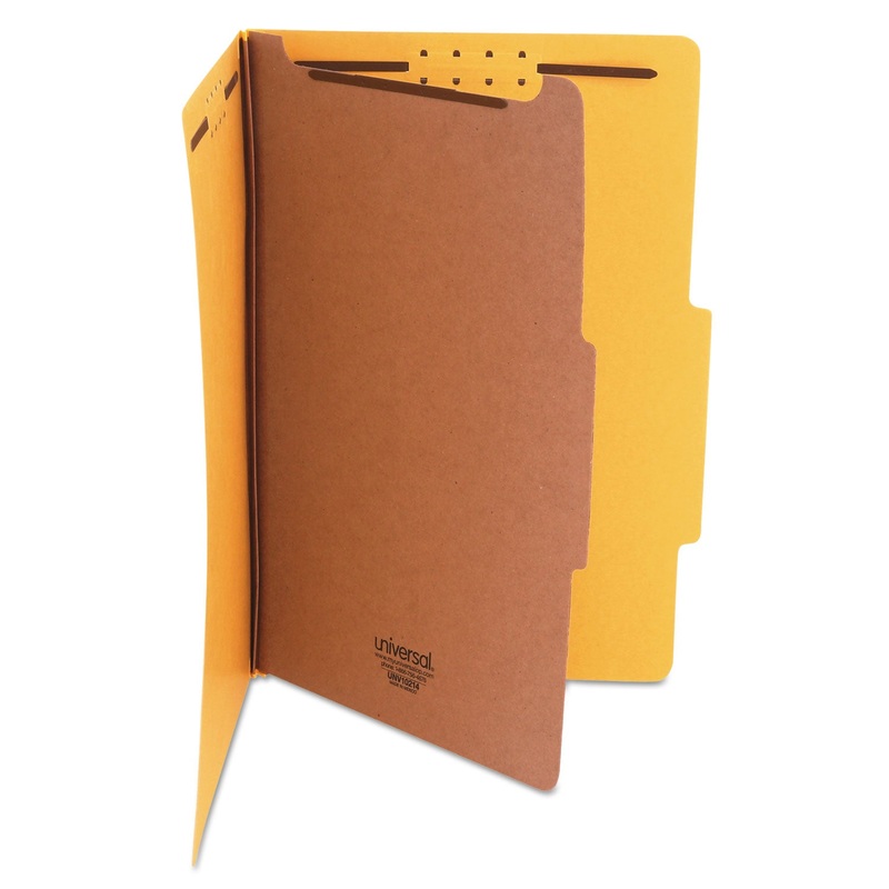 BRIGHT COLORED PRESSBOARD CLASSIFICATION FOLDERS, 1 DIVIDER, LEGAL SIZE, YELLOW, 10/BOX