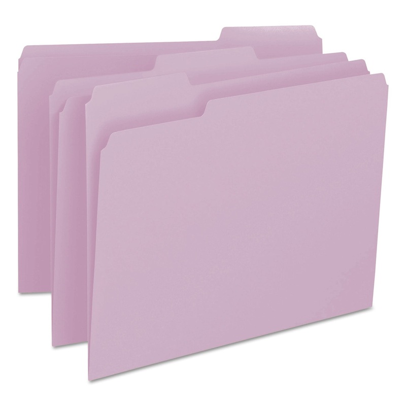 COLORED FILE FOLDERS, 1/3-CUT TABS, LETTER SIZE, LAVENDER, 100/BOX