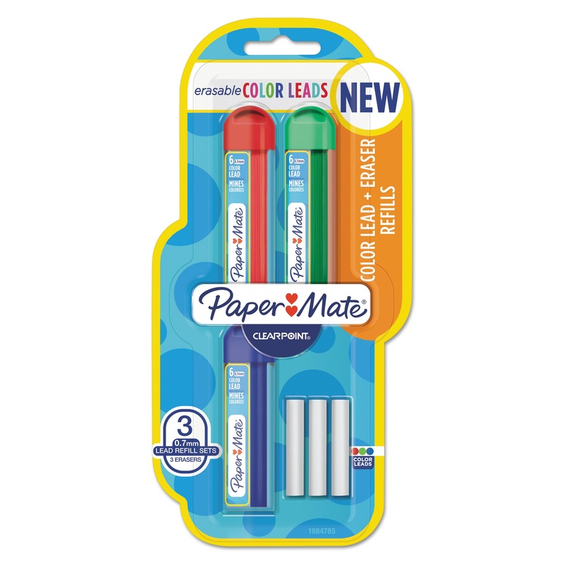 CLEARPOINT COLOR LEAD MECHANICAL PENCIL REFILLS, 0.7 MM, HB, ASSORTED COLORS, 6/TUBE, 3 TUBES/PACK