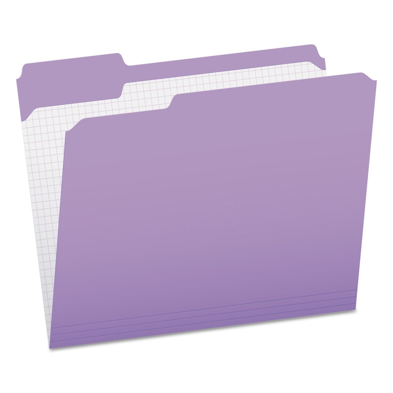 DOUBLE-PLY REINFORCED TOP TAB COLORED FILE FOLDERS, 1/3-CUT TABS, LETTER SIZE, LAVENDER, 100/BOX