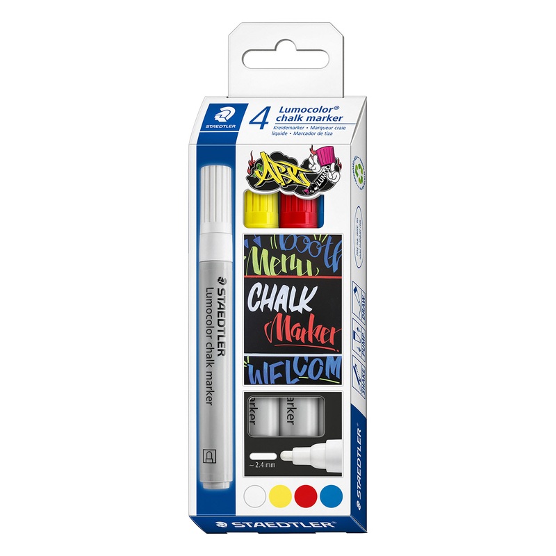 CHALK MARKER STAEDTLER LUMOCOLOR 344 ASSORTED PK4   G89543
