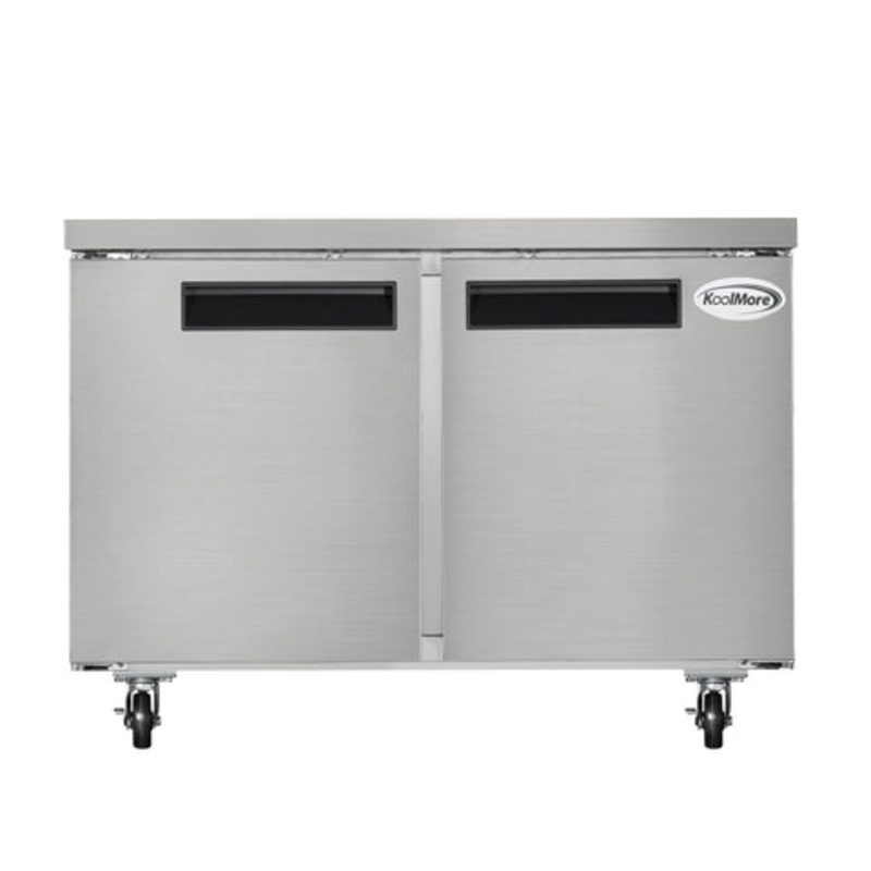 48 in. Two-Door Commercial Undercounter Freezer in Stainless Steel with Casters, ETL Listed (KM-UCF-2DSS)