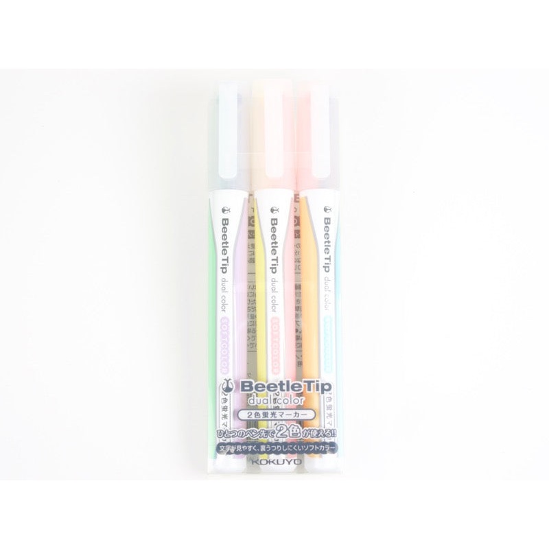 Beetle-Tip Dual Color Soft Colors 3 Color Set  Highlighters