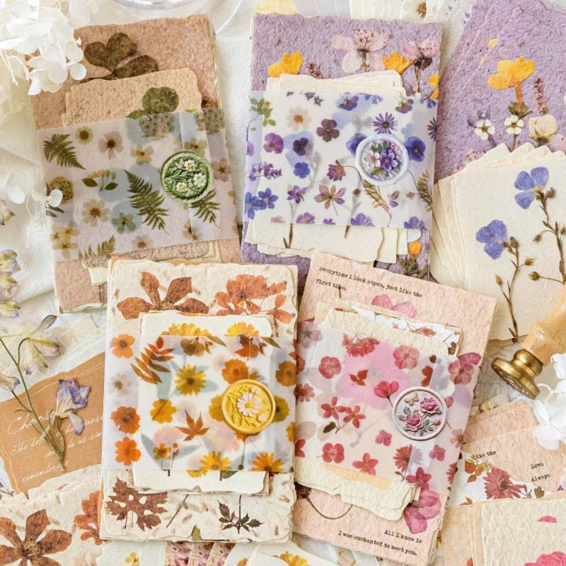 Pressed Flowers Vintage Decorative Paper Set